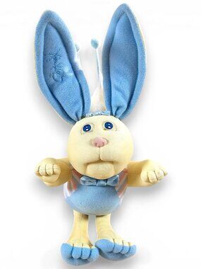 Xavier Roberts Bunny Bee Rabbit Plush Toy Blue Posable Ears Vintage 1985 10"